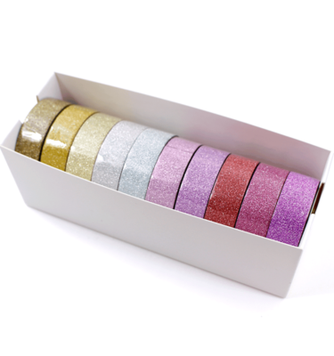 Kit com 10 washi tapes – Glitter